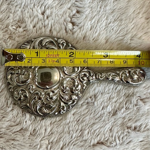 Vintage Antique Intricate Silver Vanity Mirror with Floral Design - Picture 11 of 12